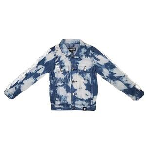 Encrypted Supply Company NY Youth Denim Jacket Sz 4 Blue Tie Dye NWT $36